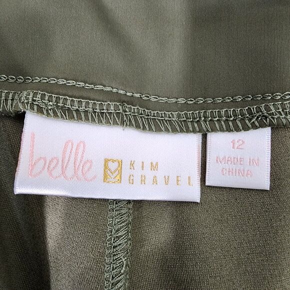 Belle by Kim Gravel Size 12 Reg Ponte Utility Pant Olive Envy Leg Zip A609932 - Picture 6 of 8